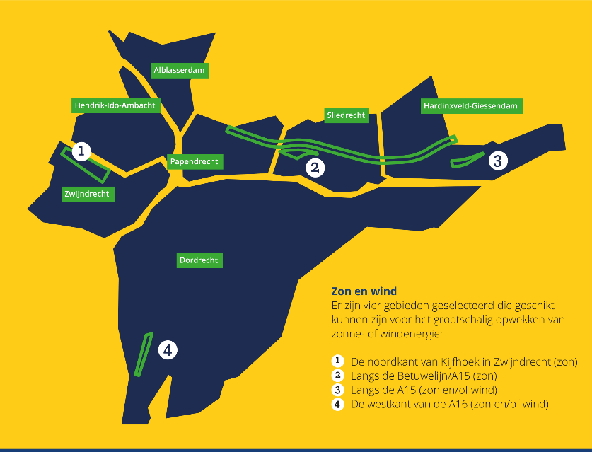 Drechtsteden gaan voor nieuwe energie - energie opwekken - kaartje